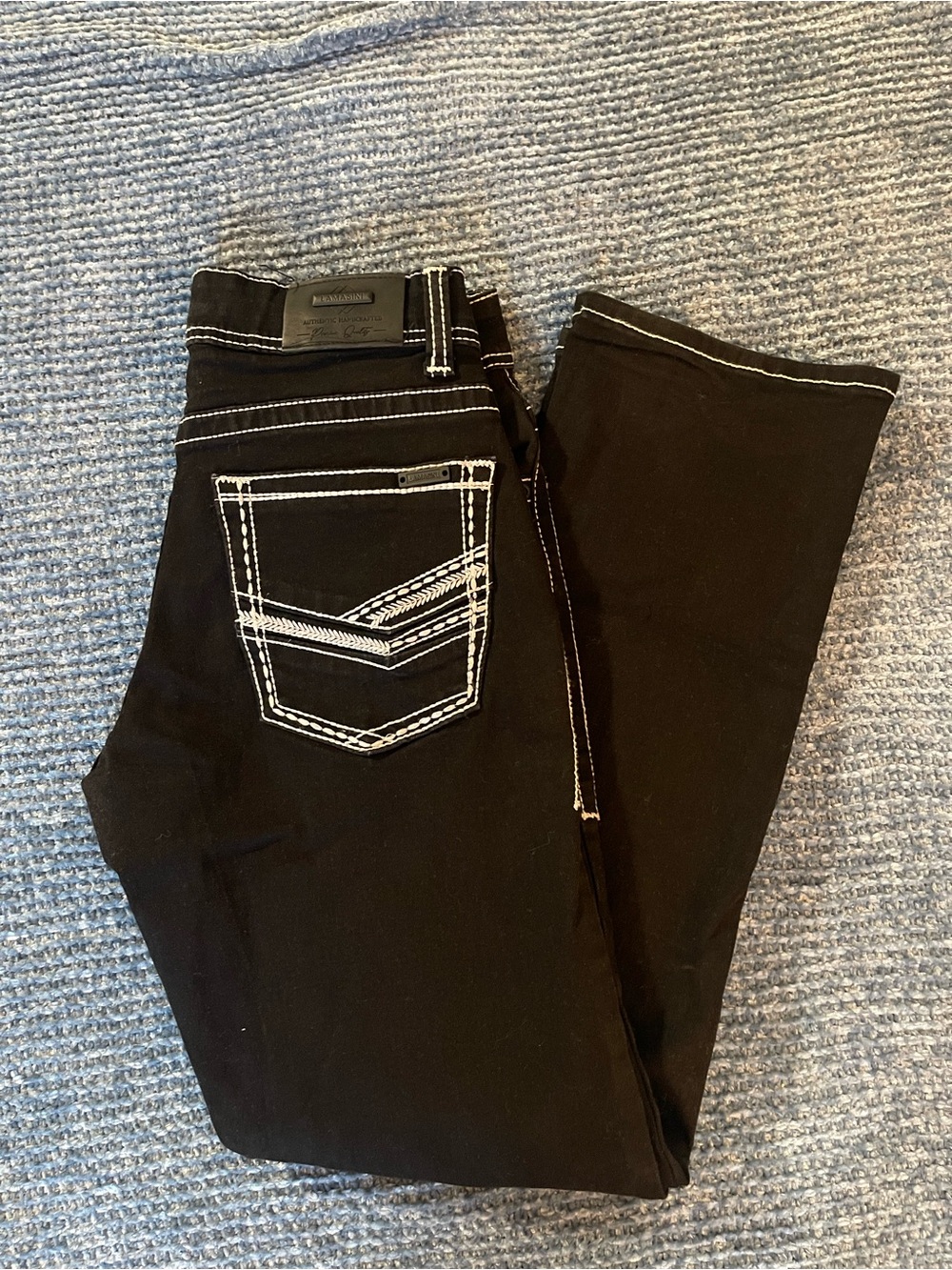 Men's Black Jeans with White Contrast Stitching